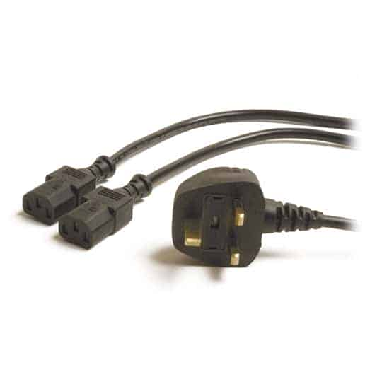 6m Mains Twin Kettle Lead to UK Plug Power Cable/Cord - Black